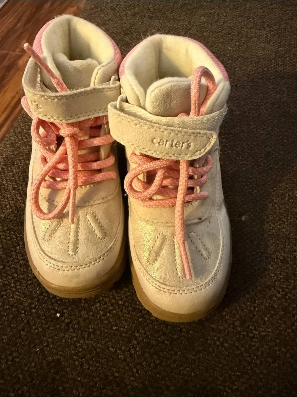 Carter's Cream and Pink Toddler High-Top Boots
